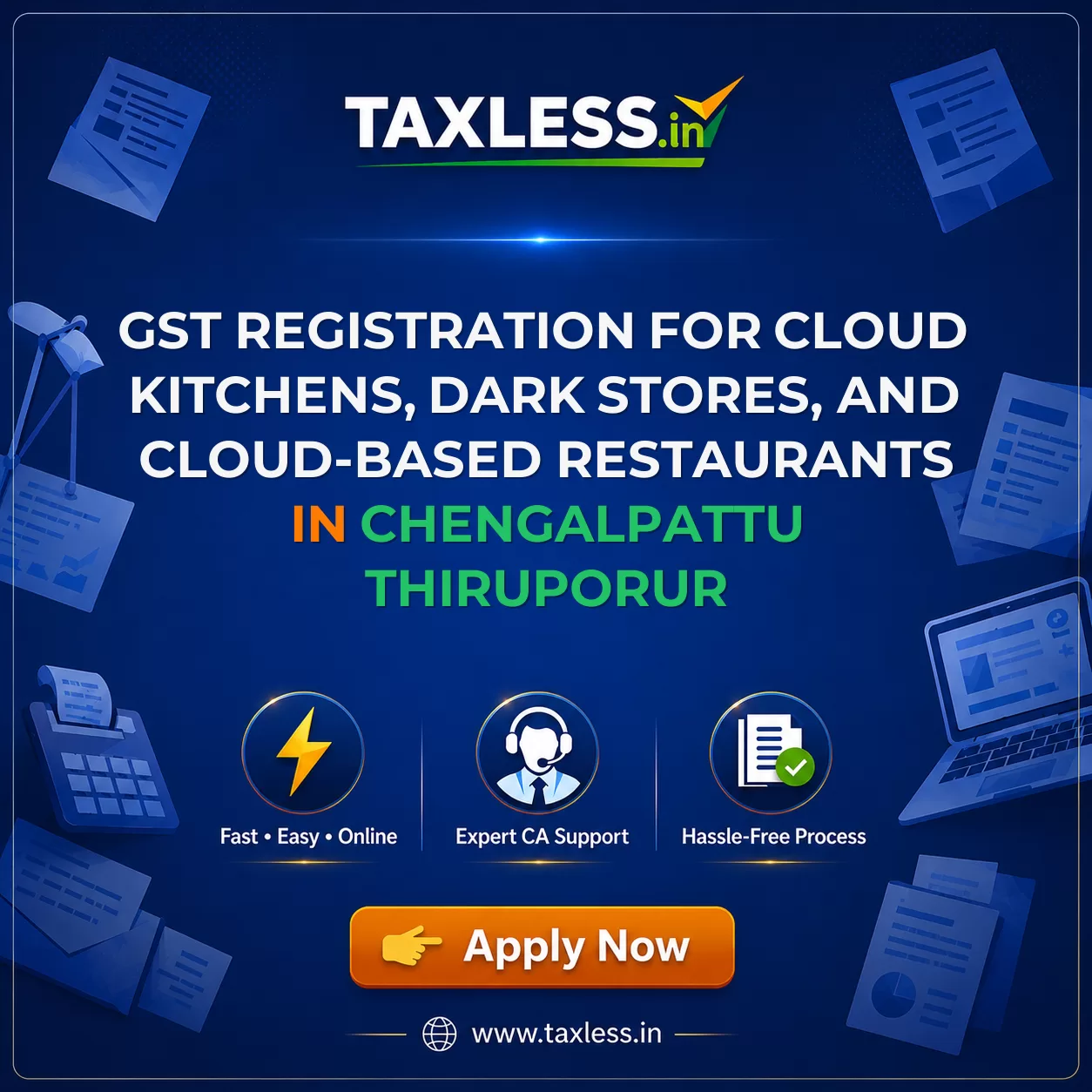 GST Registration for Cloud Kitchens, Dark Stores, and Cloud-Based Restaurants in Chengalpattu Thiruporur