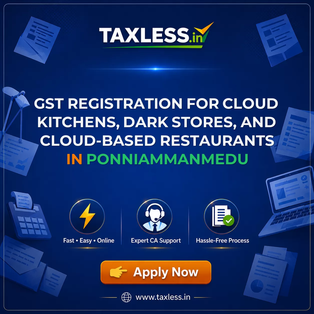 GST Registration for Cloud Kitchens, Dark Stores, and Cloud-Based Restaurants in Ponniammanmedu
