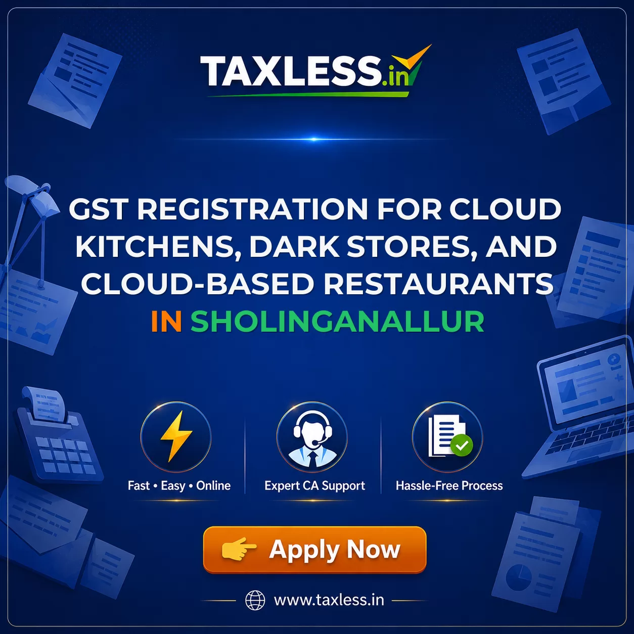 GST Registration for Cloud Kitchens, Dark Stores, and Cloud-Based Restaurants in Sholinganallur