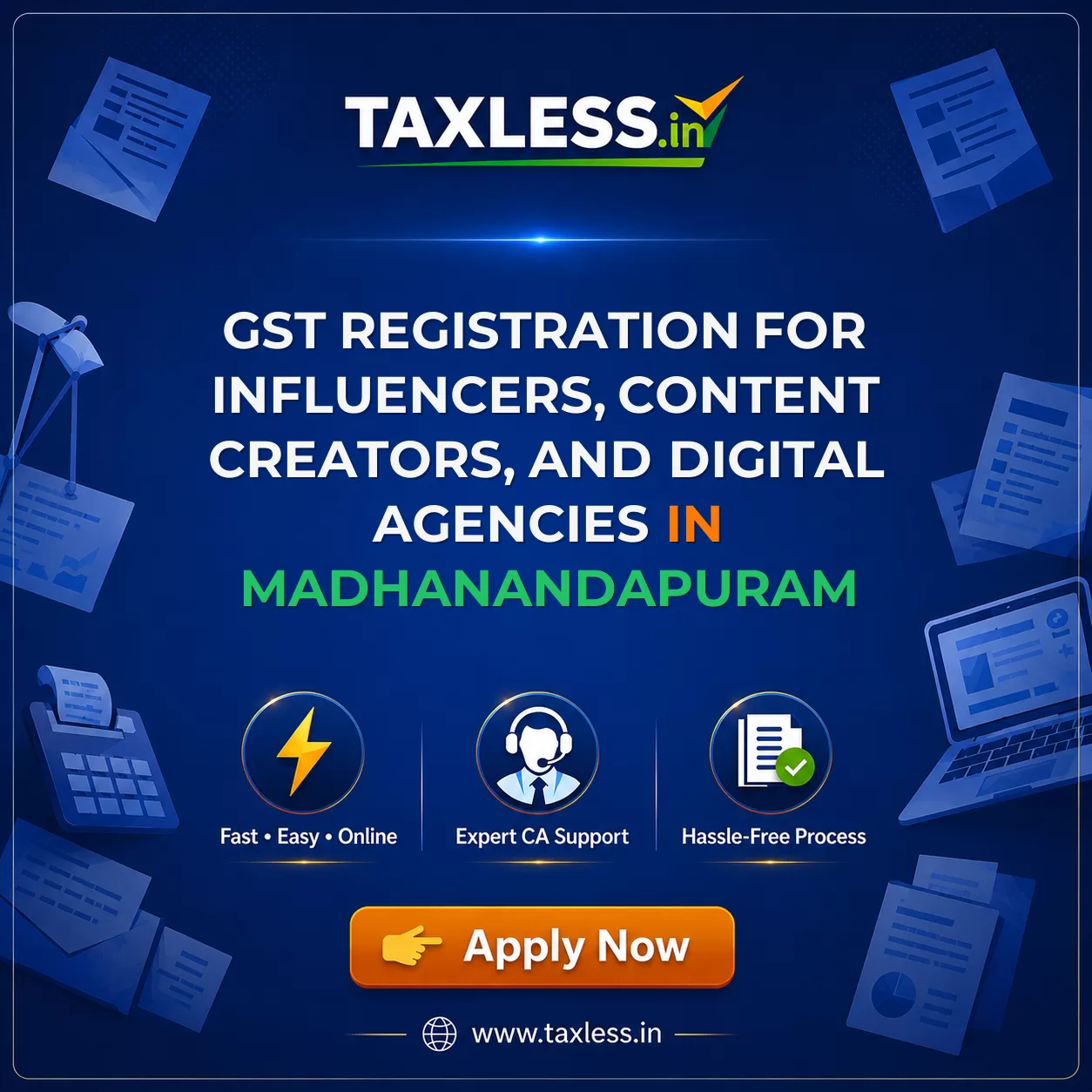 GST Registration for Influencers, Content Creators, and Digital Agencies in Madhanandapuram