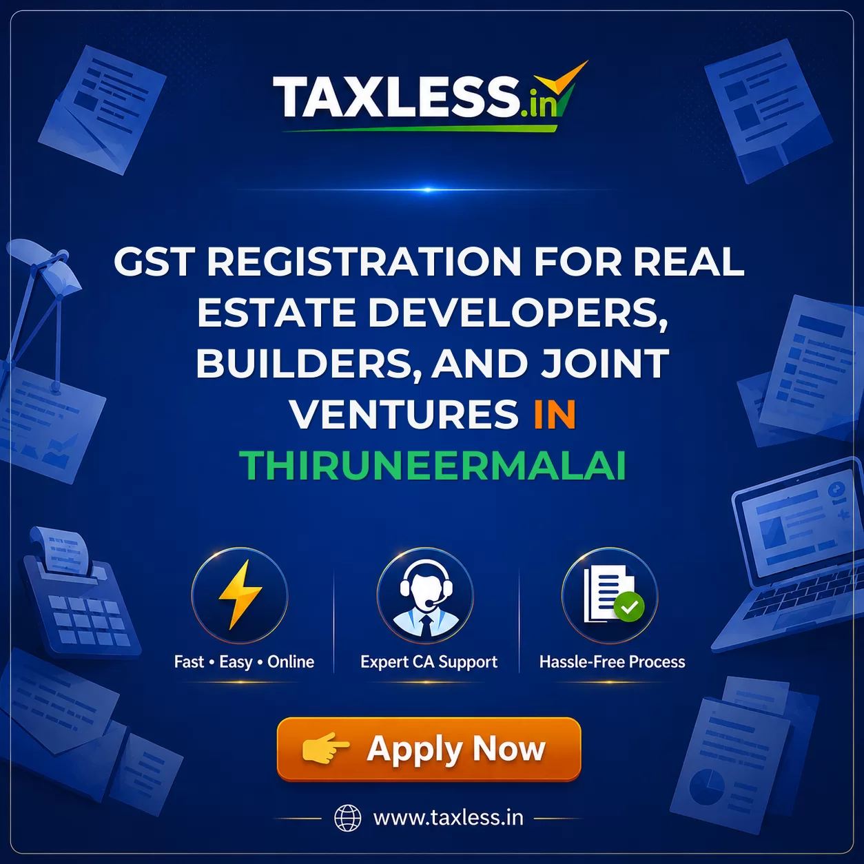 GST Registration for Real Estate Developers, Builders, and Joint Ventures in Thiruneermalai