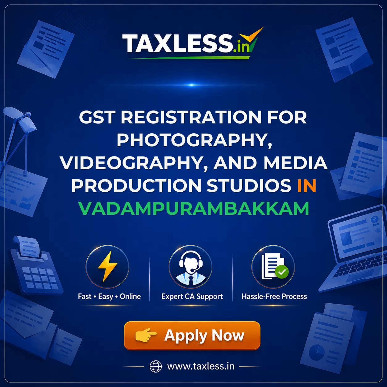 GST Registration for Photography, Videography, and Media Production Studios in Vadampurambakkam