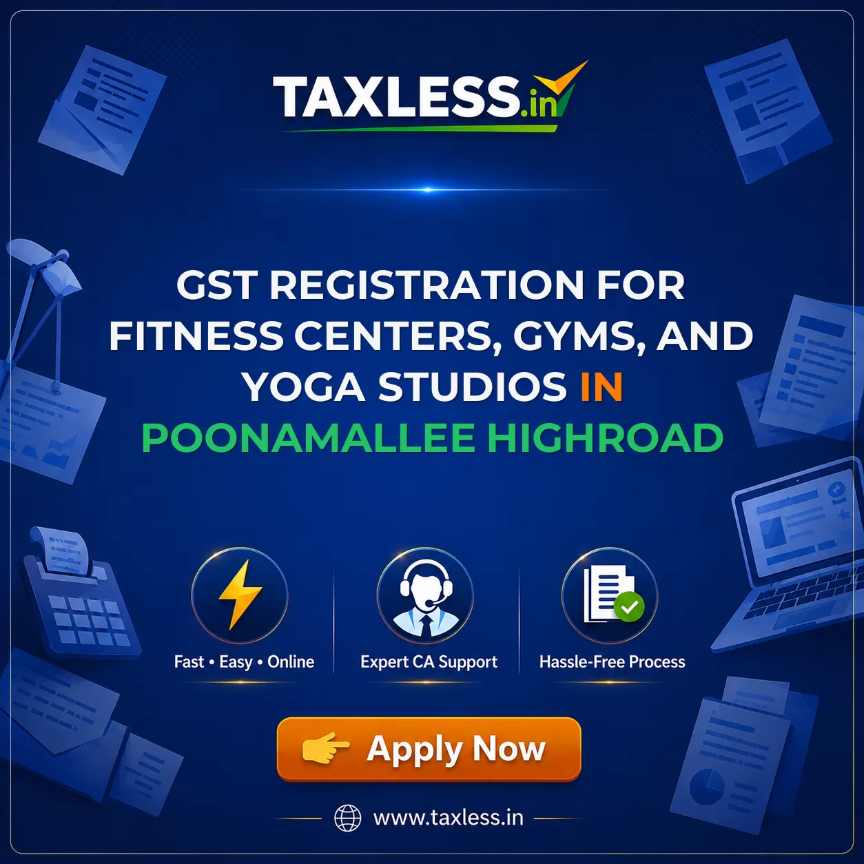 GST Registration for Fitness Centers, Gyms, and Yoga Studios in Poonamallee Highroad