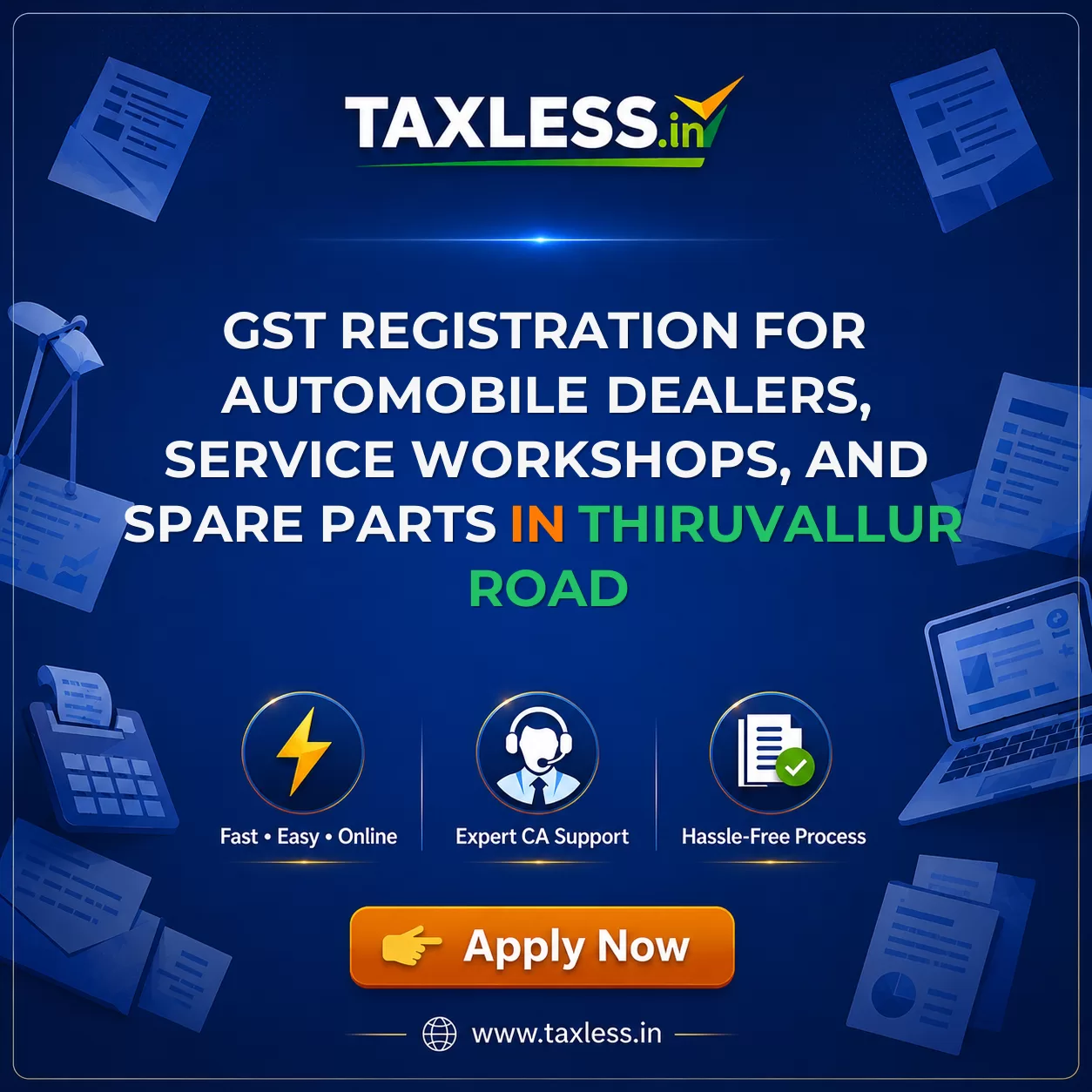 GST Registration for Automobile Dealers, Service Workshops, and Spare Parts in Thiruvallur Road