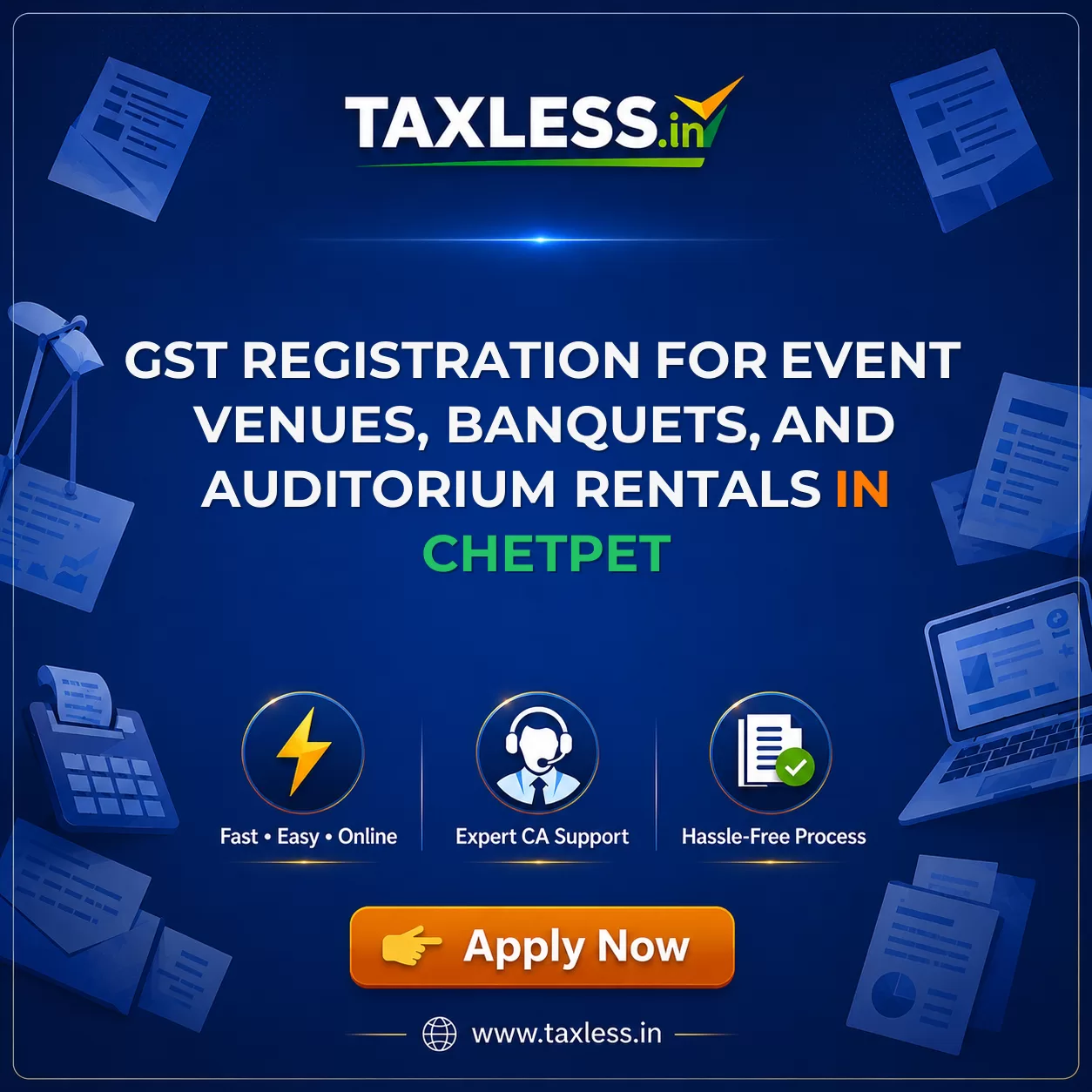 GST Registration for Event Venues, Banquets, and Auditorium Rentals in Chetpet