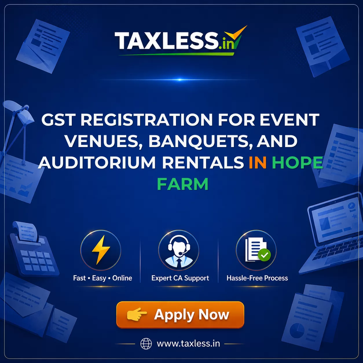 GST Registration for Event Venues, Banquets, and Auditorium Rentals in Hope Farm