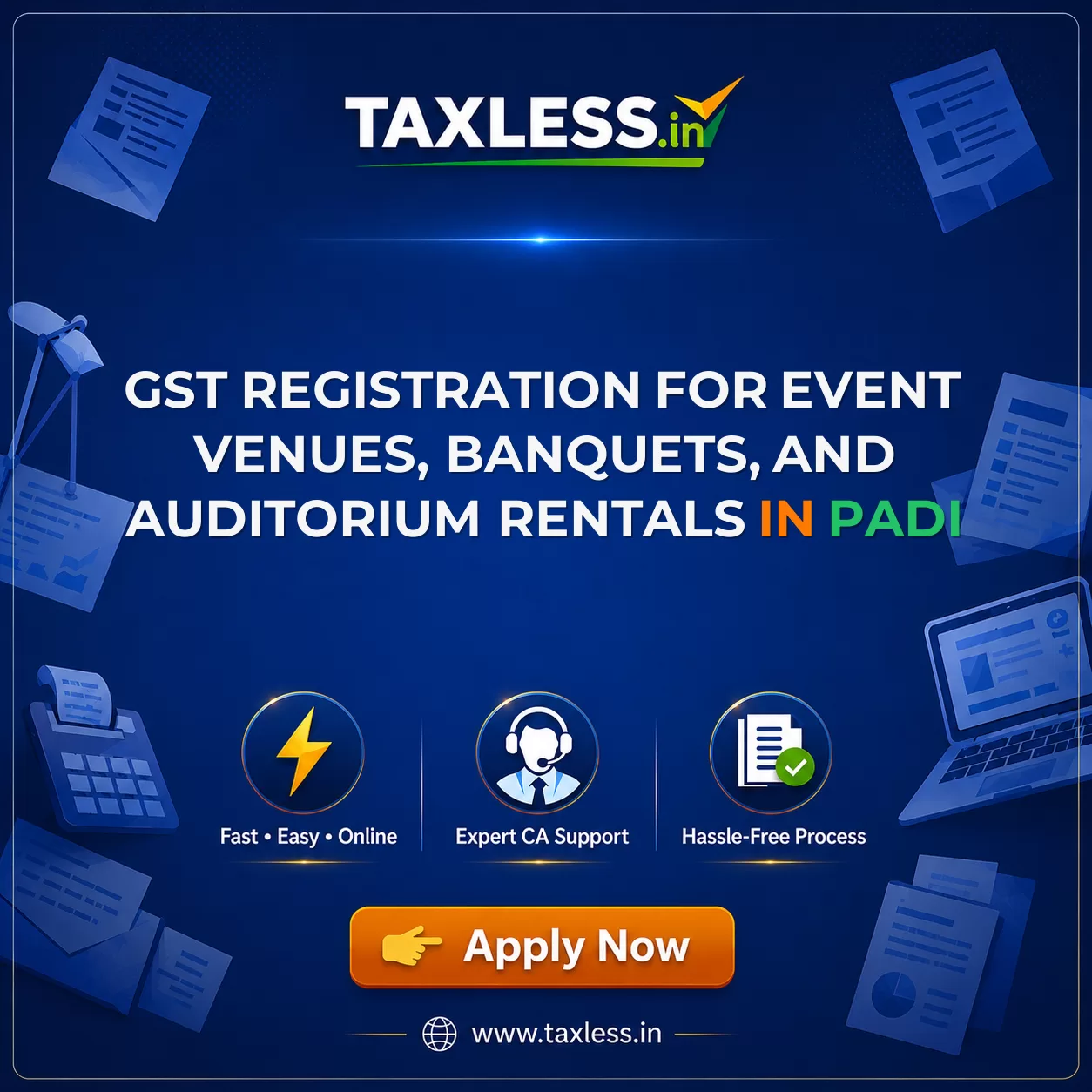 GST Registration for Event Venues, Banquets, and Auditorium Rentals in Padi